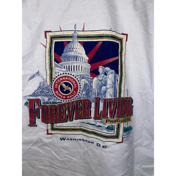 Vintage Misprint Shirt Forever Living Products Washington White L Test Print - Picture 6 of 11